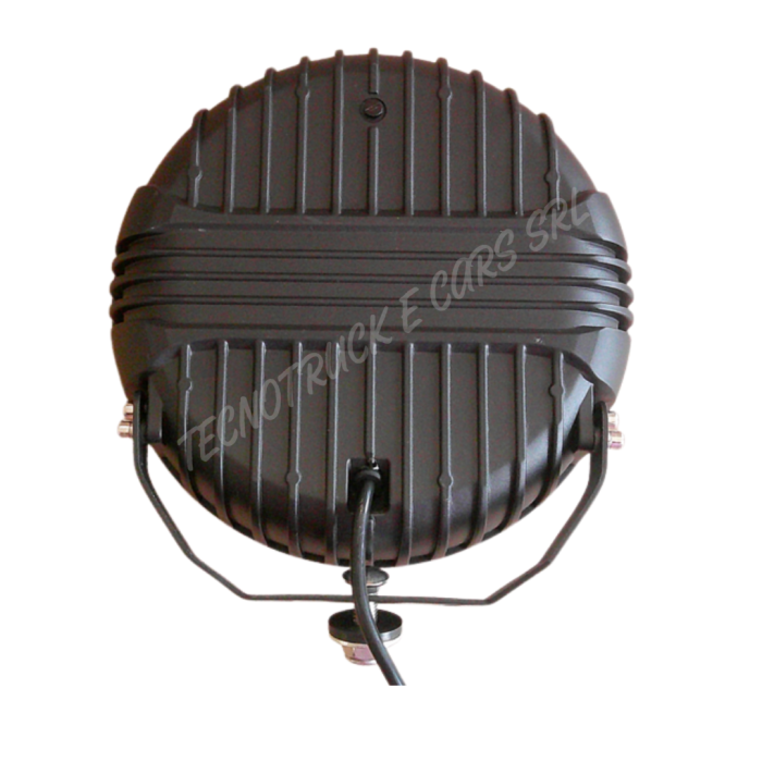 Fanale anteriore a led rotondo 12/24V con luce di posizione  bianca ed arancione ed abbagliante e fascio centrale con simbolo pi