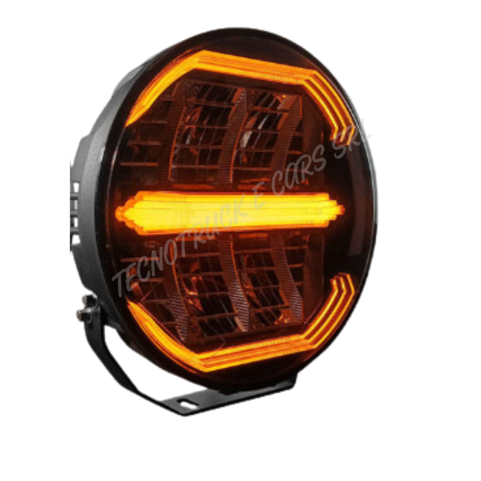 Fanale anteriore a led rotondo 10/30V con luce di posizione  bianca ed arancione ed abbagliante