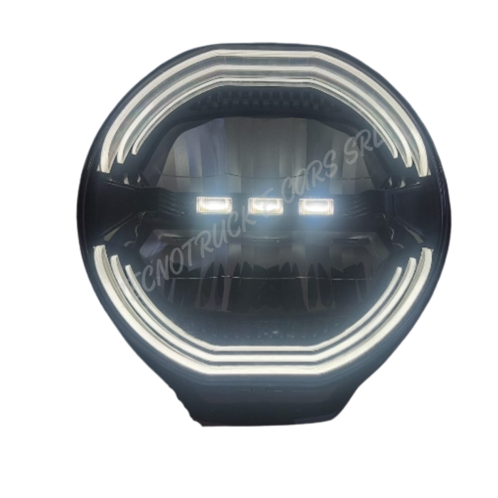 Fanale anteriore a led rotondo 12/24V con luce di posizione  bianca ed arancione ed abbagliante