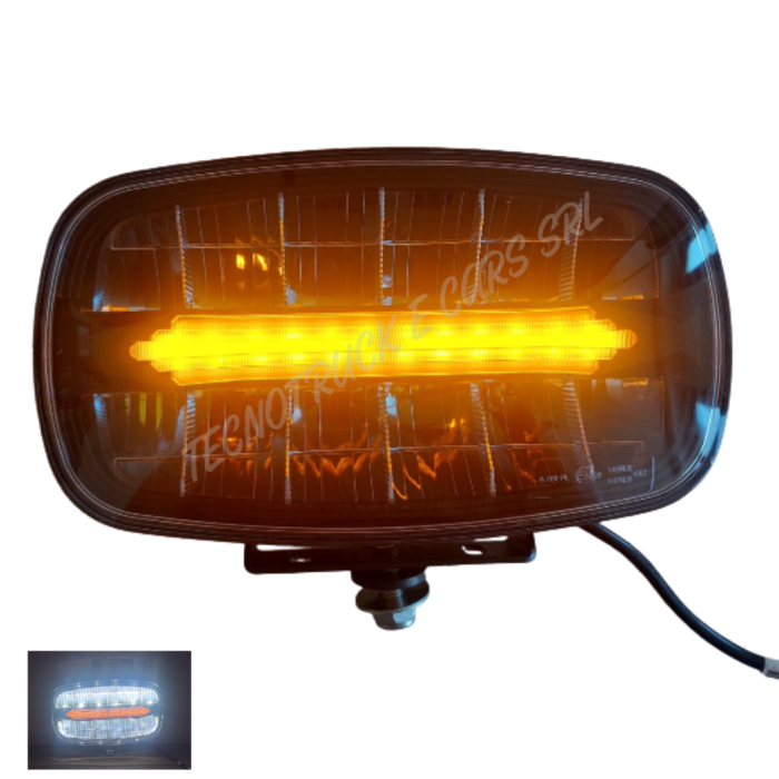 Fanale anteriore a led ovale 12/24V con luce di posizione  bianca ed arancione ed abbagliante 2