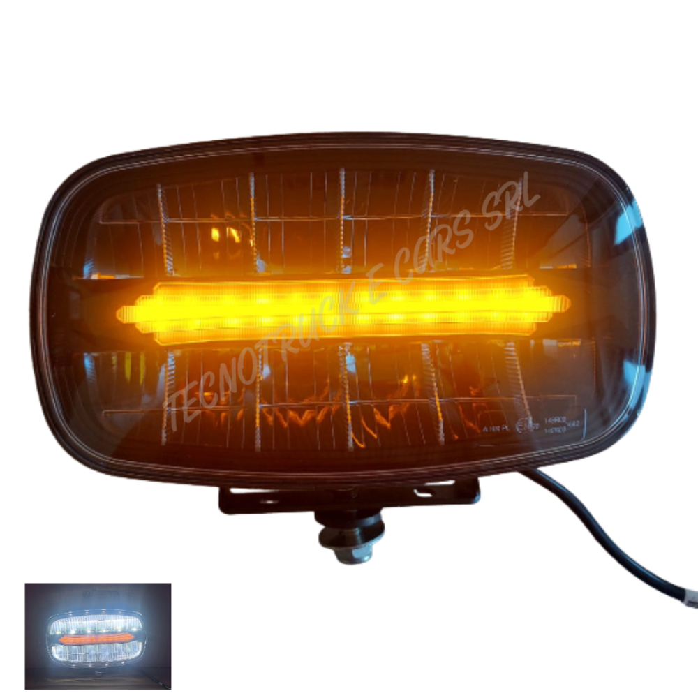 Fanale anteriore a led ovale 12/24V con luce di posizione  bianca ed arancione ed abbagliante