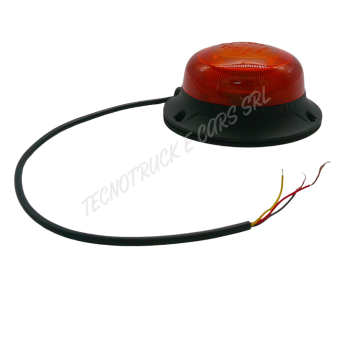 Faro rotante a led 12/24v ambra a base piana fissaggio con tre viti 2