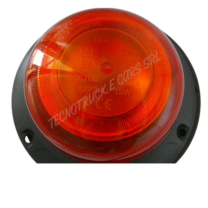 Faro rotante a led 12/24v ambra a base piana fissaggio con tre viti