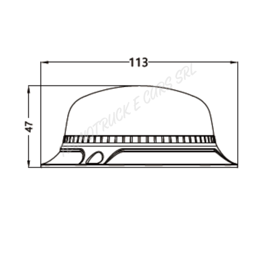 Faro rotante a led 12/24v ambra a base piana fissaggio con tre viti