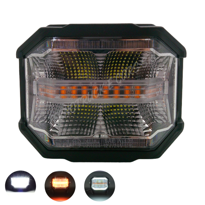 Faro lavoro a  led 60W 12/24v quadrato angolare con staffa e luce strobo 2