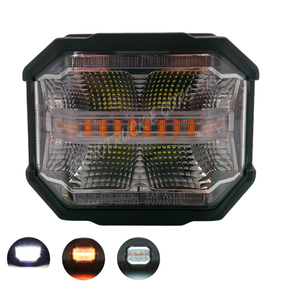 Faro lavoro a  led 60W 12/24v quadrato angolare con staffa e luce strobo