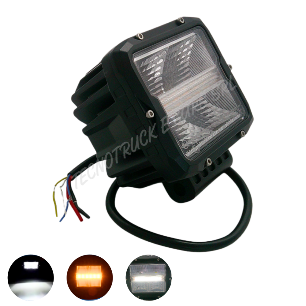 Faro lavoro quadrato 60W 12/24V con funzione luce strobo
