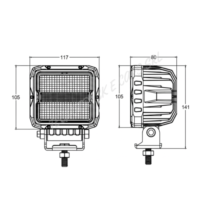 Faro lavoro quadrato 60W 12/24V con funzione luce strobo