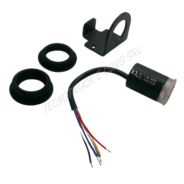 Fanalino strobo rotondo bianco/arancione12-24V