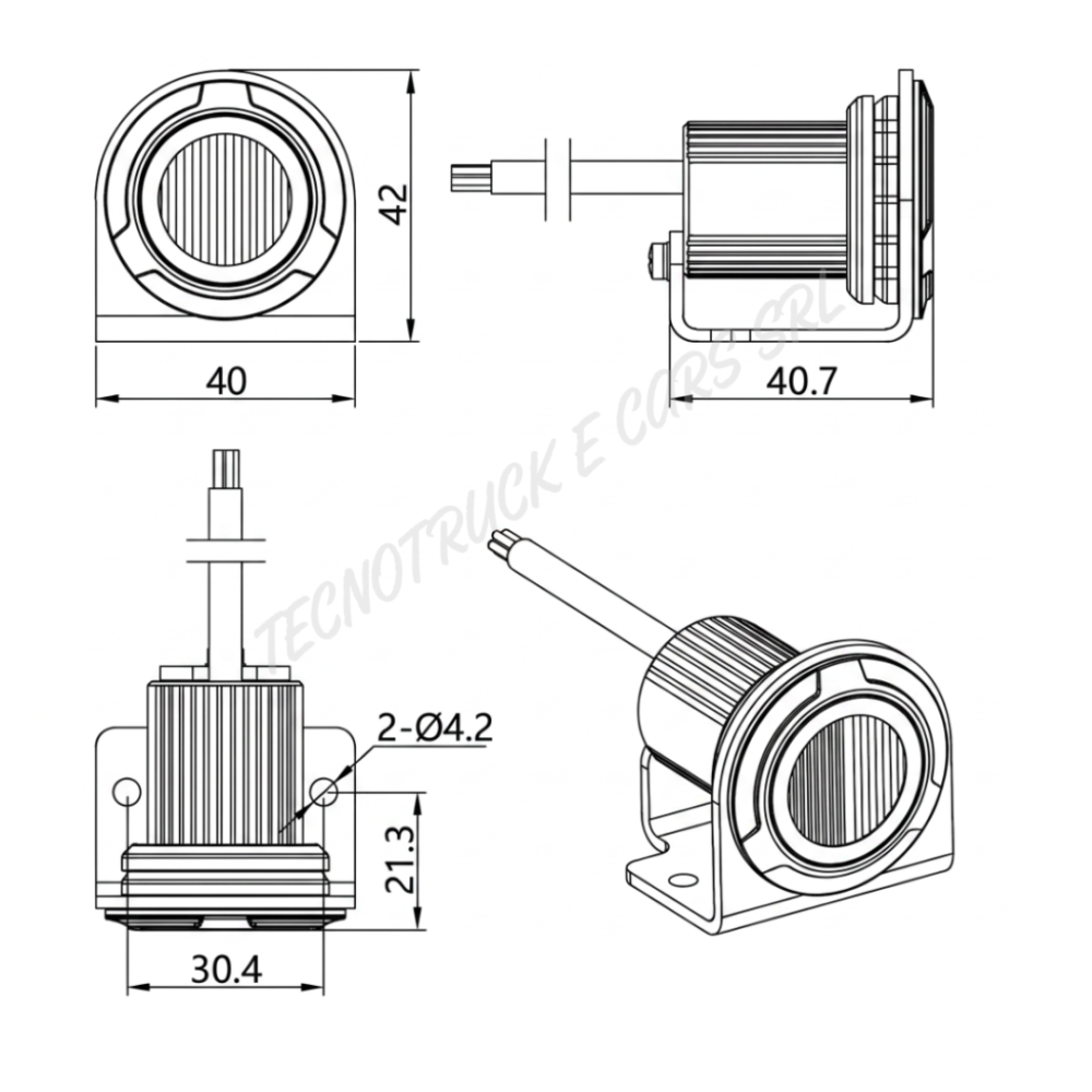 Fanalino strobo rotondo bianco/arancione12-24V