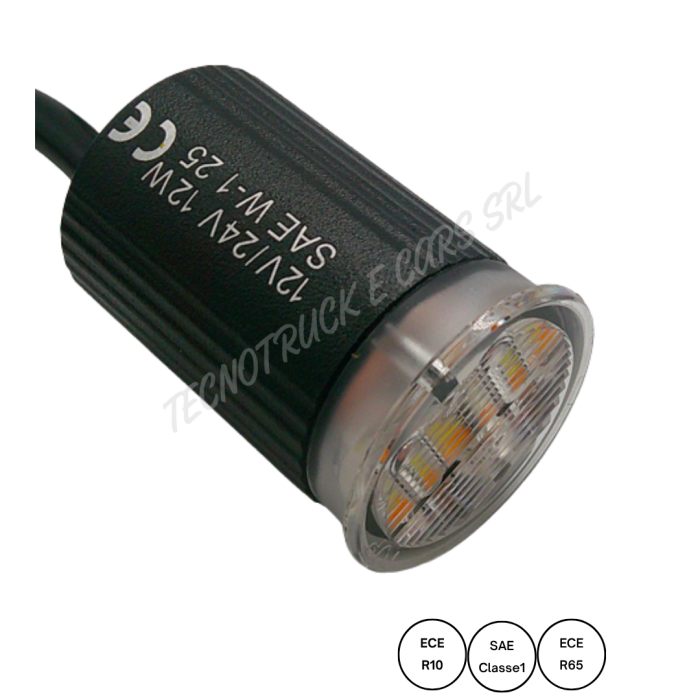 Fanalino strobo rotondo bianco/arancione12-24V
