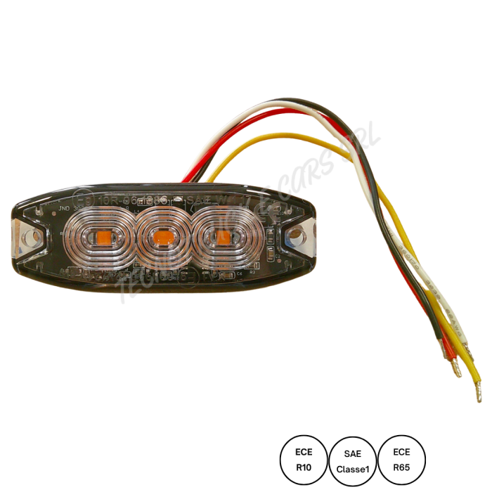 Faro lavoro strobo ovale a 3 led 12/24v  ambra con cavo