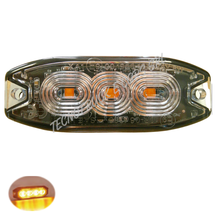 Faro lavoro strobo ovale a 3 led 12/24v  ambra con cavo 2