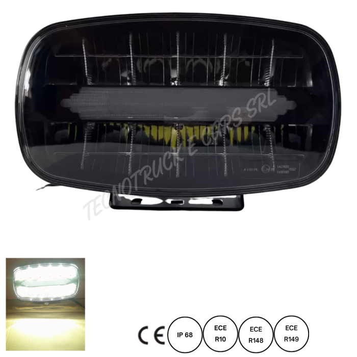 Fanale anteriore a led ovale 12/24V con luce di posizione  bianca ed arancione ed abbagliante