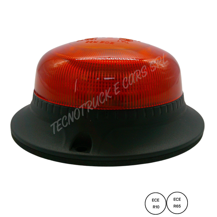 Faro rotante a led 12/24v ambra a base piana fissaggio con tre viti