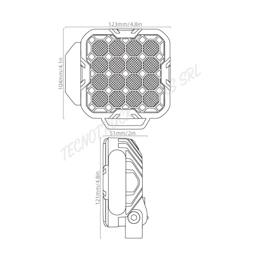 Kit fari lavoro a 16 led 5700K 4730 Lumen 10/30v quadrato con staffa e vite e inserto strobo laterale