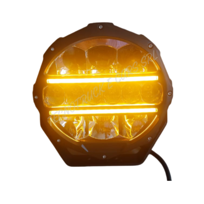 2 Fanali anteriori a led rotondi 9inch 12/24V con luce di posizione  bianca ed arancione ed abbagliante