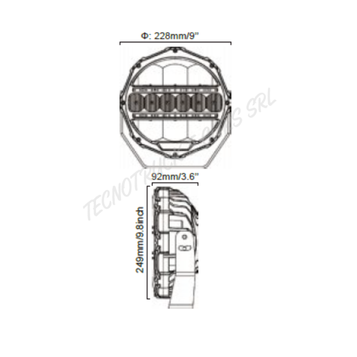2 Fanali anteriori a led rotondi 9inch 12/24V con luce di posizione  bianca ed arancione ed abbagliante