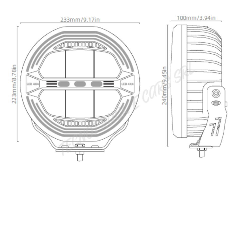 Fanale anteriore a led rotondo 12/24V con luce di posizione  bianca ed arancione ed abbagliante