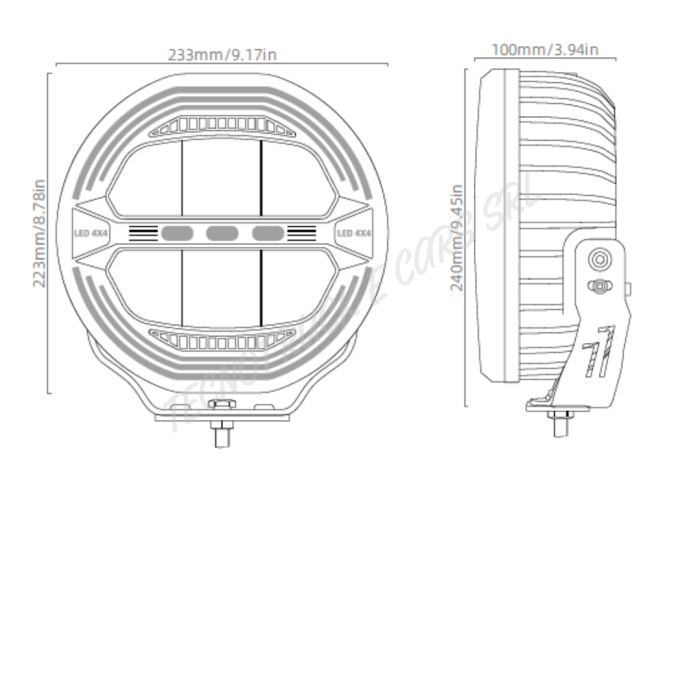 Fanale anteriore a led rotondo 12/24V con luce di posizione  bianca ed arancione ed abbagliante